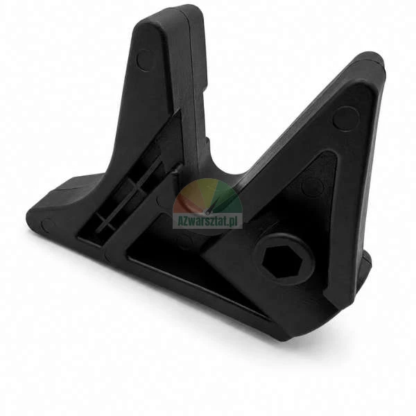 Black plastic V-shaped support bracket with a hexagonal bolt recess on a white background.