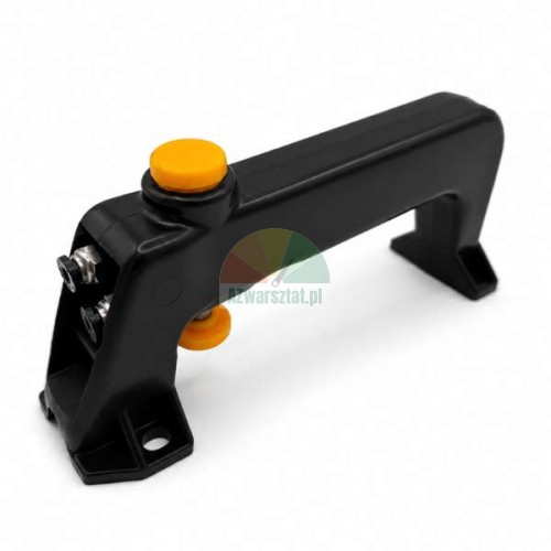 Complete black handle with integrated valve, yellow button and connectors for 4mm hoses