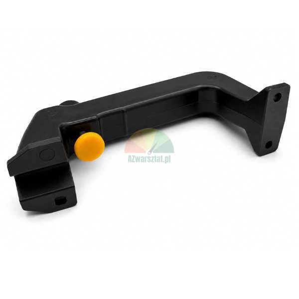 Black plastic mounting bracket with a yellow lock button, shown on a white background.
