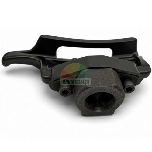 Black plastic demount head with 28 mm diameter for tire changer, front view of the adapter.