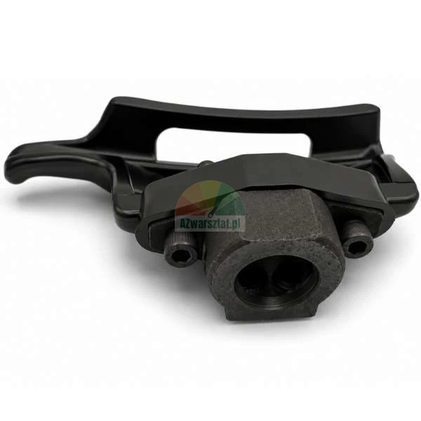 Black plastic demount head with 28 mm diameter for tire changer, front view of the adapter.