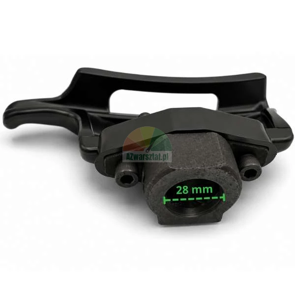 Black plastic mounting head for tire changer, 28 mm diameter.