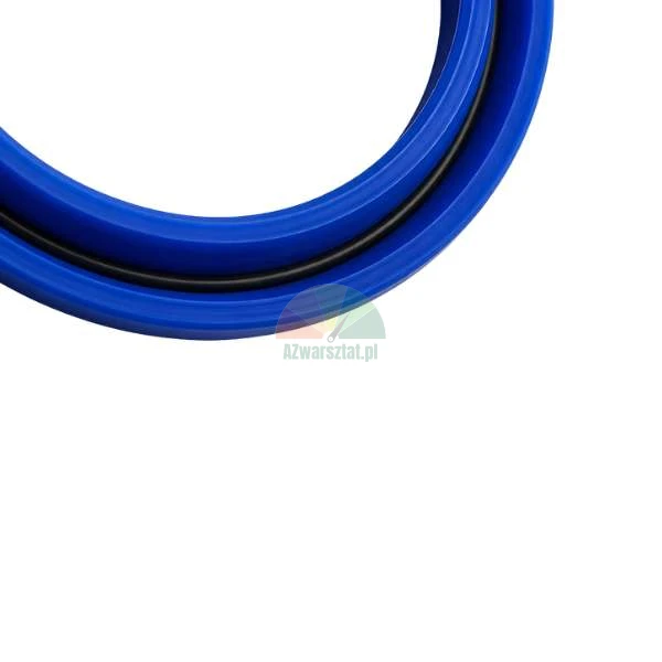 Blue polyurethane seal with a black O-ring, close-up of a circular sealing profile on a white background.