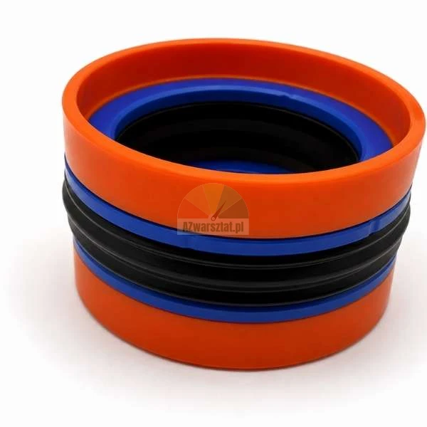Compact hydraulic cylinder piston seal 55x39x31 mm with blue and orange rings.