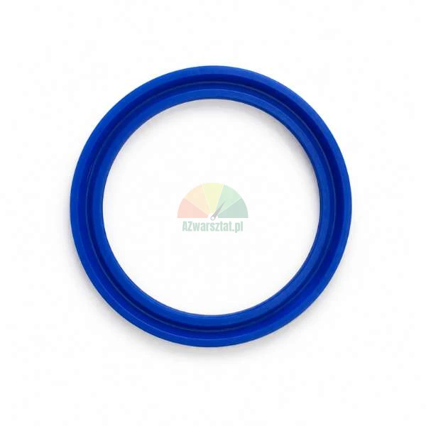 Blue polyurethane piston U-cup seal isolated on a white background.