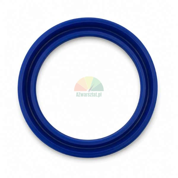 Blue polyurethane hydraulic U-cup seal on a white background