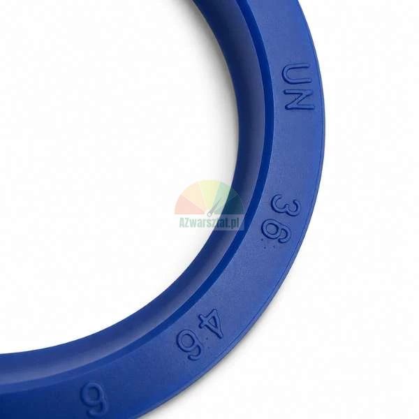 Blue polyurethane hydraulic UN U-cup seal ring with embossed dimensions 36 46 6 on a white background.