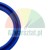 Close-up fragment of a blue hydraulic U-cup lip seal on a white background.