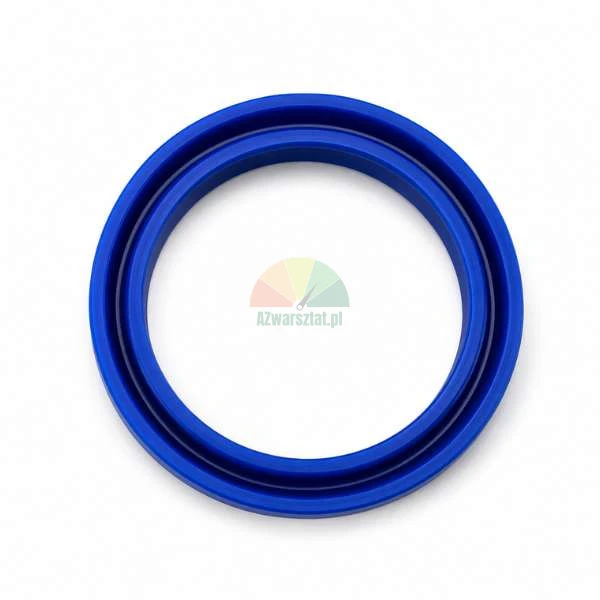 Blue polyurethane U-cup hydraulic seal ring on a white background