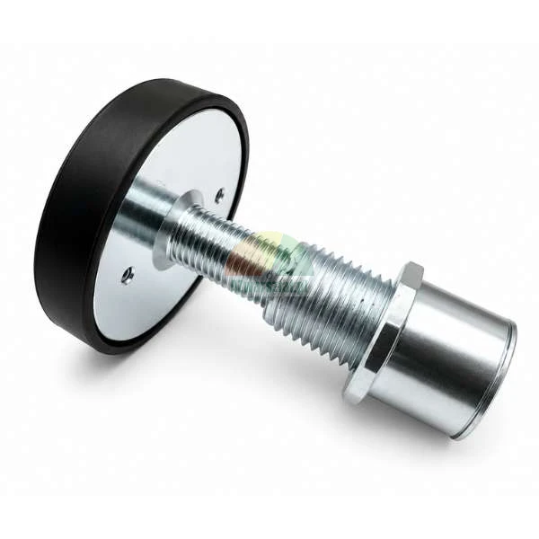 Metal car lift adapter pad with black rubber cushion and threaded stem for 50 mm hole