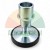Metal leveling foot with a rubber base and a green diagram showing a 70 mm mounting hole spacing.