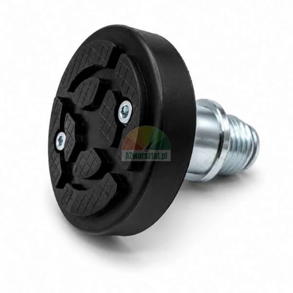 Rubber pad for car lift with threaded metal bolt and textured non slip surface
