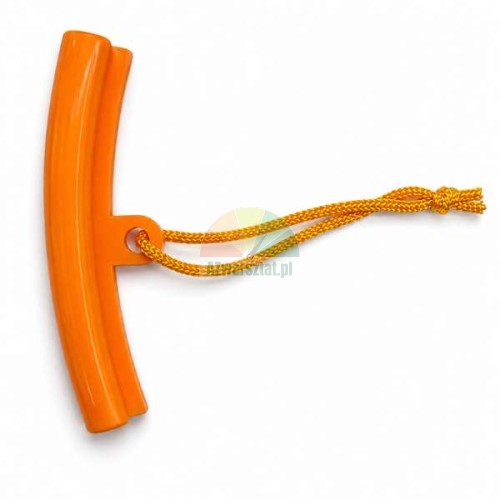 Orange wheel rim protector (16 cm) with a cord to prevent scratches during tire mounting.