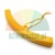Yellow plastic wheel rim shield protector with an attached orange cord.