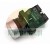 Industrial push-button switch NB2-BE101 with a normally open (NO) contact block, featuring a silver metal bezel and black housing on a white background.