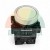White industrial push button switch with a metallic bezel and black mounting base, model APDIOH NB2-BE101.