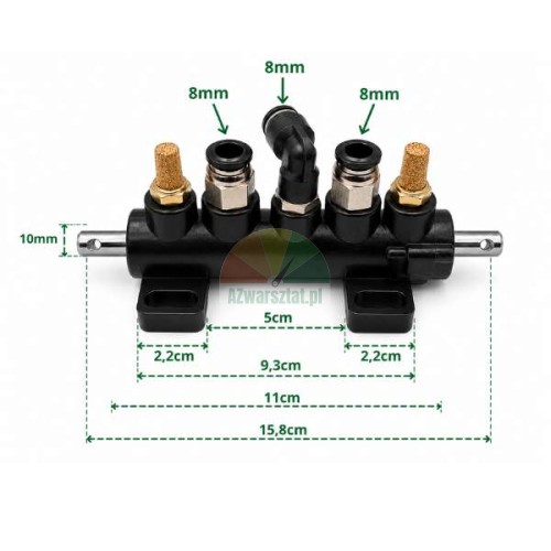 Type H pedal air distributor with technical dimensions.