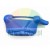 Blue plastic protective cover with an ergonomic shape, featuring a handle and a mounting base.