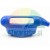 Blue plastic sensory toy with a handle on a white background