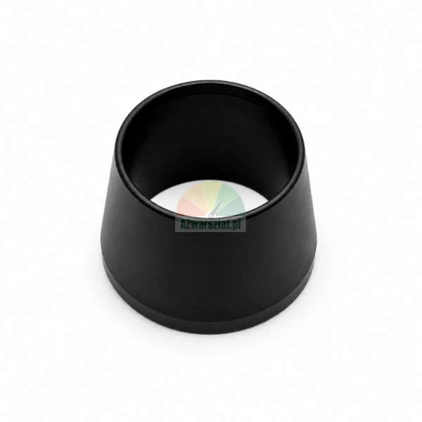A black conical coffee dosing ring or funnel, isolated on a white background.