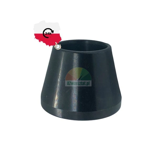 Black metal tapered spacer sleeve, conical collar on a white background
