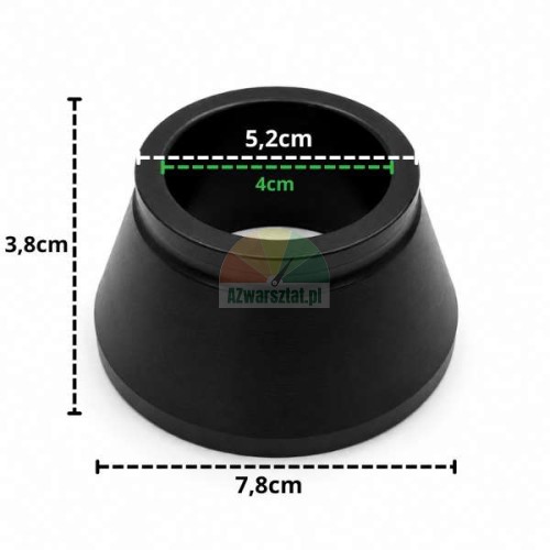 Black cone 40mm, second smallest with dimensions 5.2cm to 7.8cm and height 3.8cm.