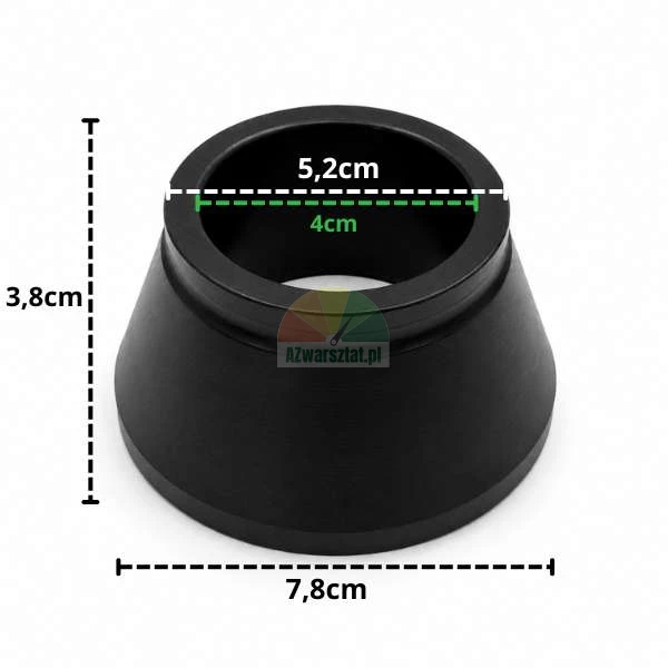 Black cone 40mm, second smallest with dimensions 5.2cm to 7.8cm and height 3.8cm.