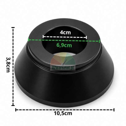 Black wheel balancer cone 40mm with dimensions 6.9 cm to 10.5 cm and height 3.8 cm