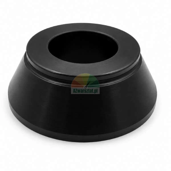 Black circular metal ring with a tapered cone shape and a center hole on a white background.