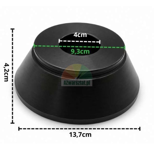 Black centering cone 40mm with dimensions 9.3cm - 13.7cm and height 4.2cm