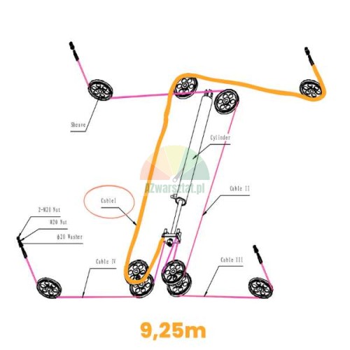9.25m steel cable diagram for Launch TLT440W TLT440 four-post lift