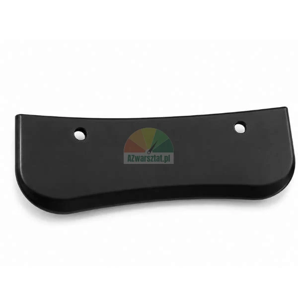 Black curved mounting plate with two holes on a white background