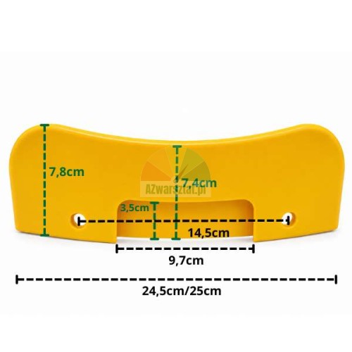 Yellow plastic bead breaker blade cover 24.5 cm with marked dimensions