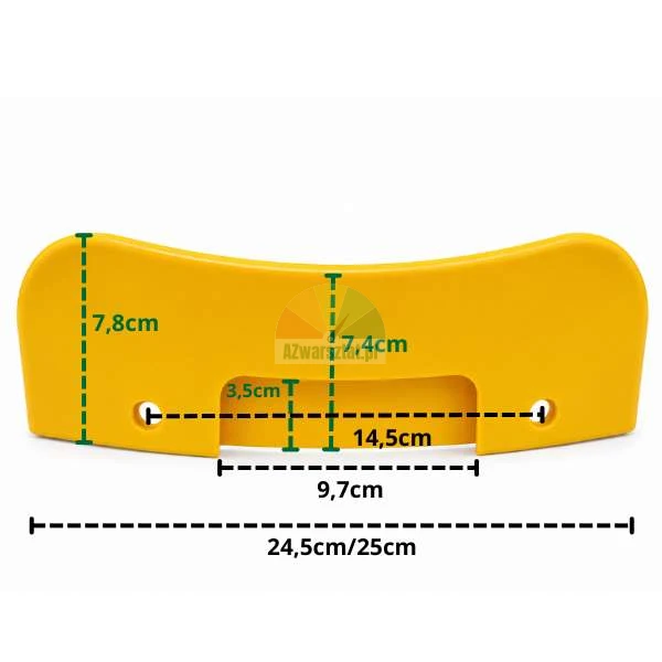 Yellow plastic bead breaker blade cover 24.5 cm with marked dimensions