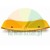 Yellow curved plastic accessory with two holes on a white background