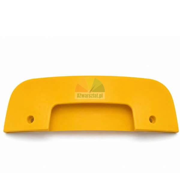 Yellow plastic mounting handle with two screw holes on a white background