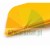 Close-up of the edge of a yellow plastic squeegee on a white background.