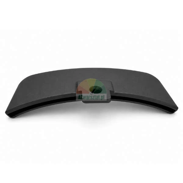 Black curved plastic element with a central mounting hole on a white background.