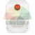 White plastic hydraulic oil reservoir with a red cap and circular mounting flange