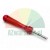 Valve core removal tool with a red plastic handle and metal shaft on a white background.