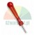 Valve core removal tool with a red plastic handle on a white background.