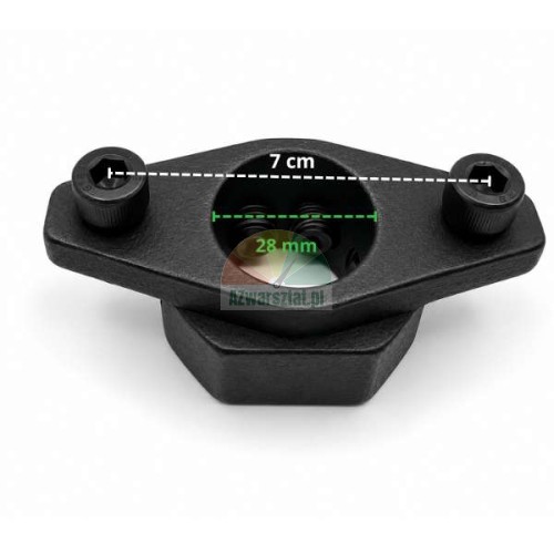 28 mm mounting head bracket with dimensions 7 cm and 28 mm