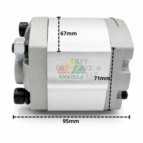 Gear pump CBT-F202.6 with indicated dimensions: 67mm, 71mm and 95mm.