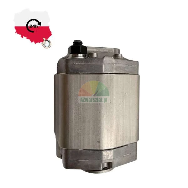 Hydraulic gear pump with an aluminum body, featuring a 24h fast shipping icon from Poland.