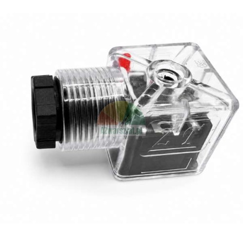 Transparent connector plug for AC230V hydraulic solenoid valve coil with LED indicator