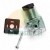 Transparent solenoid valve connector DIN 43650 Form A with a black rubber gasket and a mounting screw on a white background.