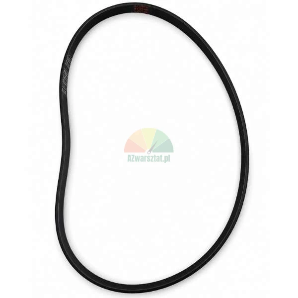 Black rubber drive belt in a loop, isolated on a white background.