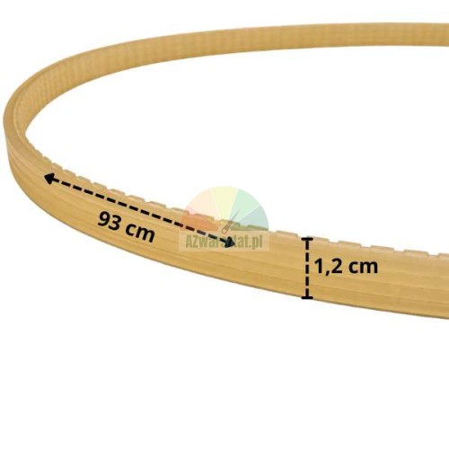 Yellow wheel balancer drive belt, length 93 cm, width 1.2 cm.
