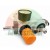 Air pressure regulator with a pressure gauge and an orange adjustment knob on a white background.