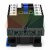 Modular industrial power contactor with screw terminals and manual blue actuator on white background.